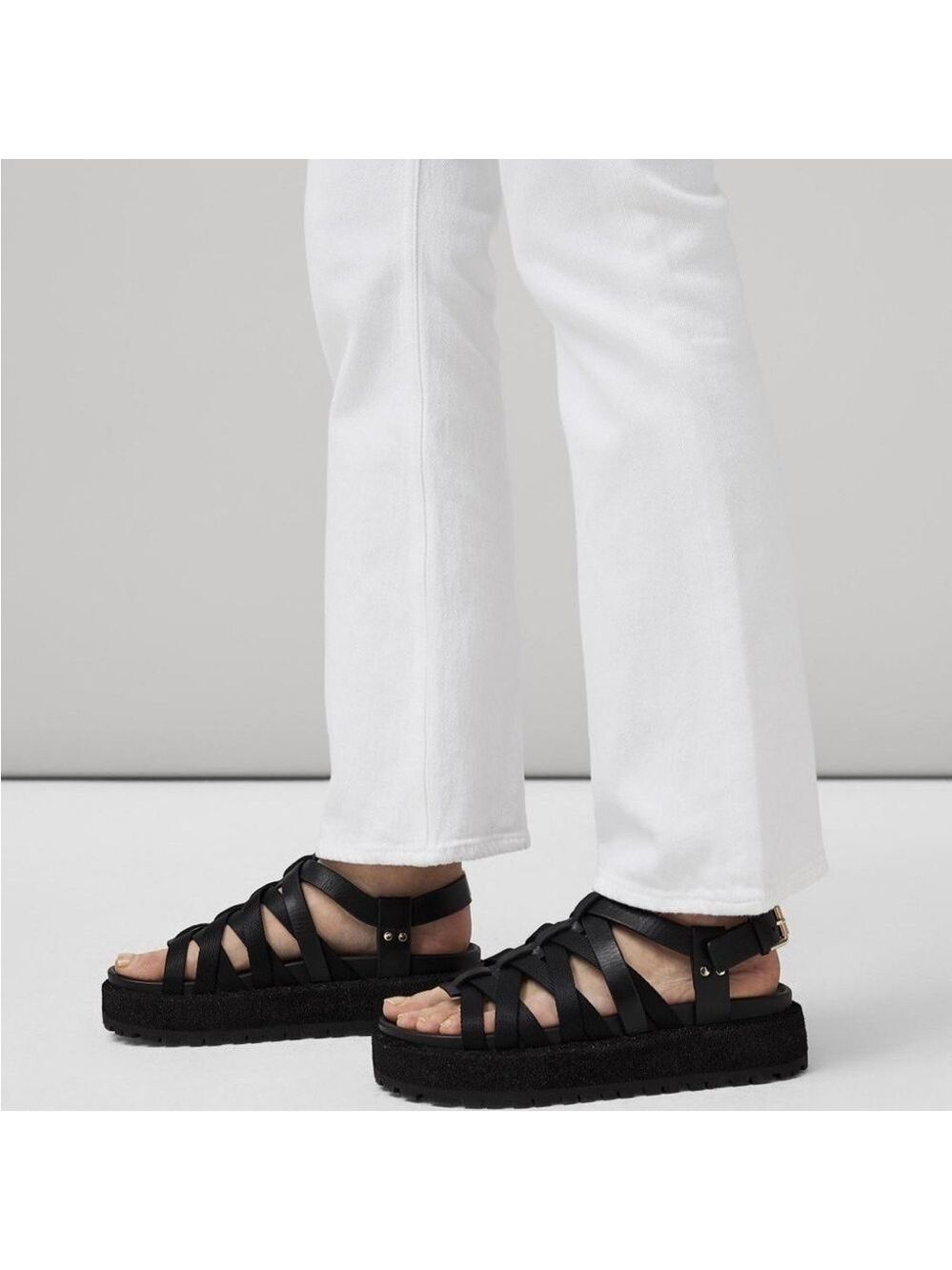 Rag & Bone Park Platform Fisherman Sandals in Black Leather - NWT